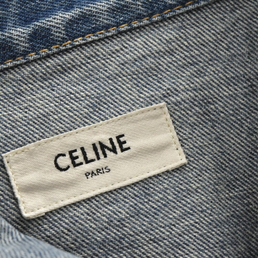 celine(セリーヌ)のCELINE セリーヌ 22SS 裏地 ペイズリー クラシック デニム ジャケット インディゴ 2Q387930F メンズのジャケット/アウター(Gジャン/デニムジャケット)の商品写真