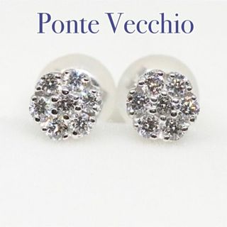 美品 ポンテヴェキオ ダイヤフラワーフープピアス D1.0ct