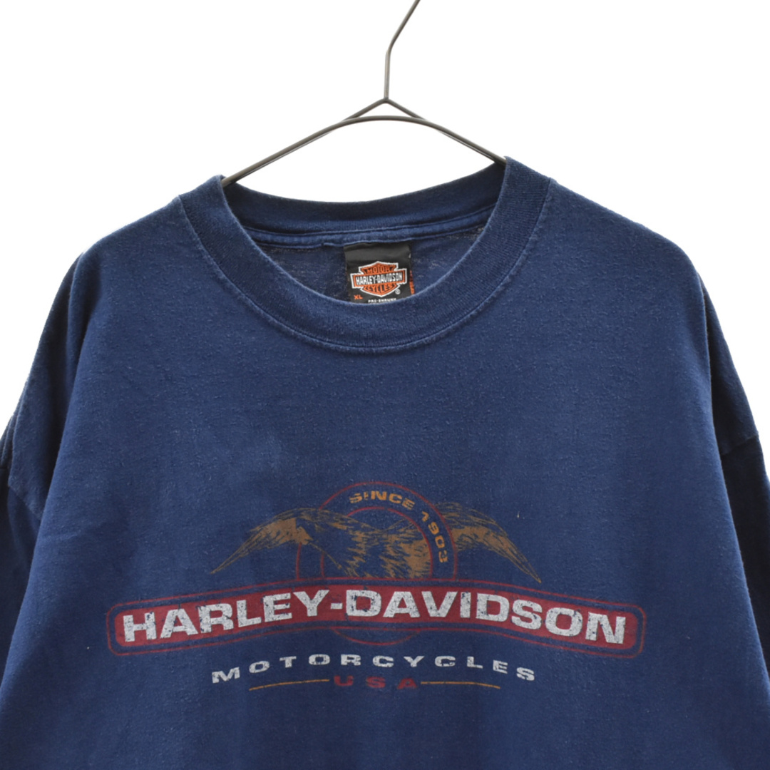 VINTAGE ヴィンテージ 90s Harley-Davidson Motorcycles ハーレーダビッドソン モータースポーツロゴ半袖Tシャツ カットソー ネイビー