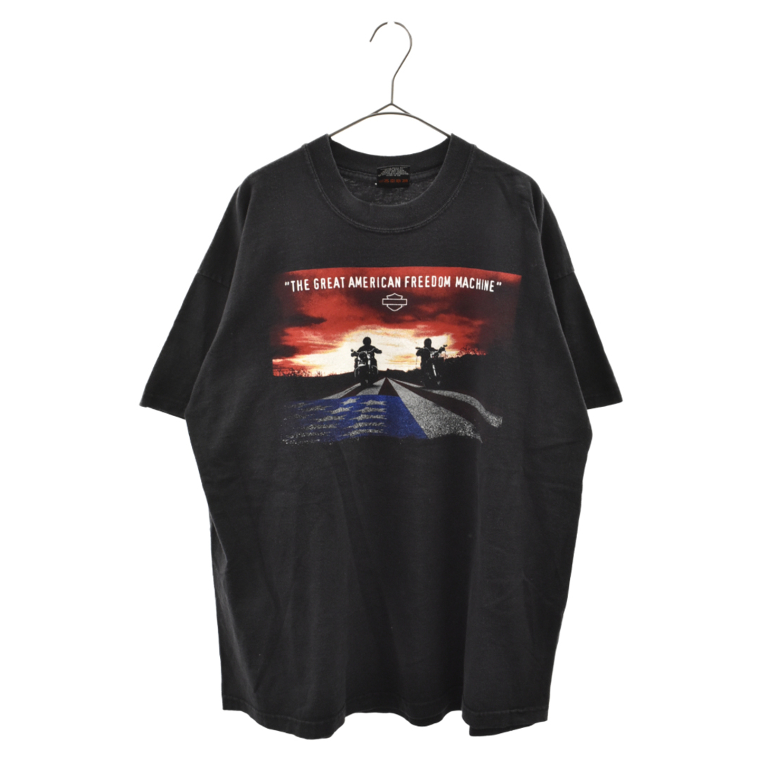 VINTAGE ヴィンテージ Harley-Davidson THE GREAT AMERICAN FREEDOM MACHINE ハーレーダビットソン バイクプリント半袖Tシャツ カットソー ブラック