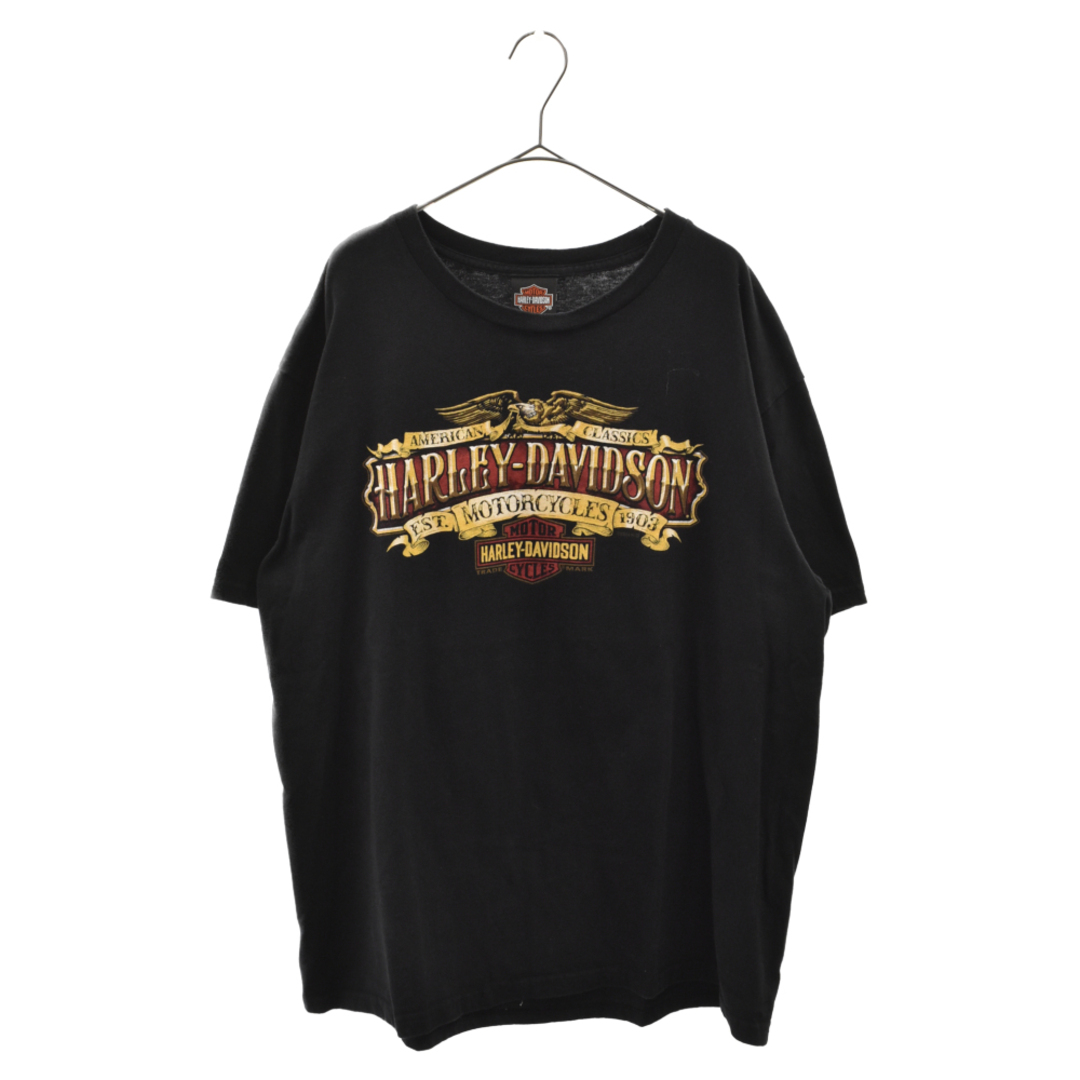 VINTAGE ヴィンテージ Harley-Davidson MOTORCYCLES 2014年モーターサイクルバイクロゴプリント半袖Tシャツ カットソー ブラック