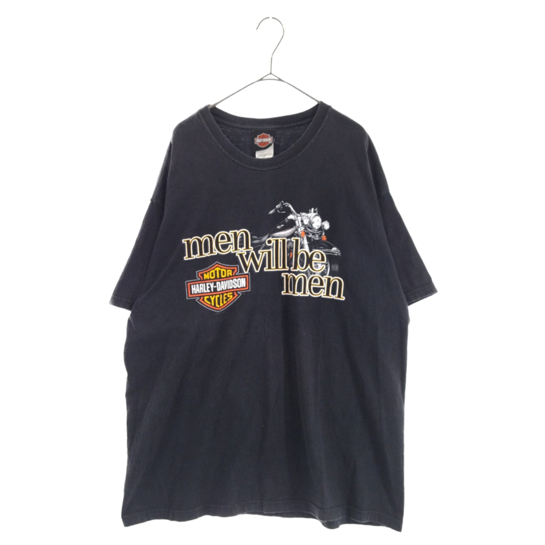 VINTAGE ヴィンテージ Harley-Davidson MEN WILL BE MEN 両面プリント半袖Tシャツ カットソー ブラック