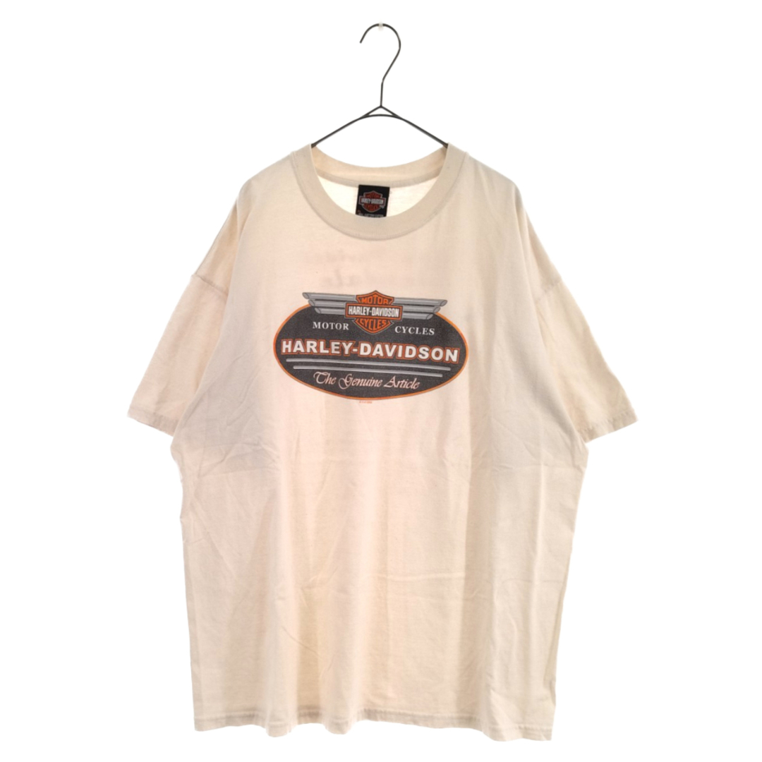 VINTAGE ヴィンテージ Harley-Davidson MOTOR CYCLES モーターサイクル両面ロゴプリント半袖Tシャツ カットソー ベージュ