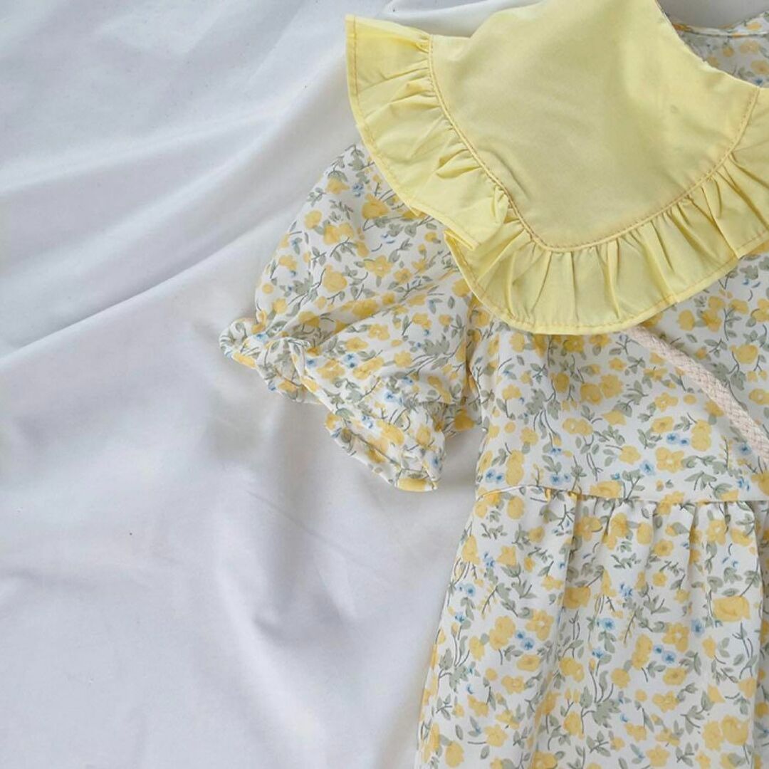 キッズ　花柄　ワンピース　女の子　140 ポシェット付き キッズ/ベビー/マタニティのキッズ服女の子用(90cm~)(ワンピース)の商品写真