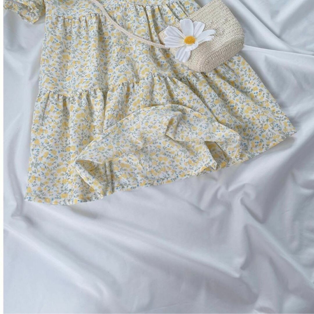 キッズ　花柄　ワンピース　女の子　140 ポシェット付き キッズ/ベビー/マタニティのキッズ服女の子用(90cm~)(ワンピース)の商品写真