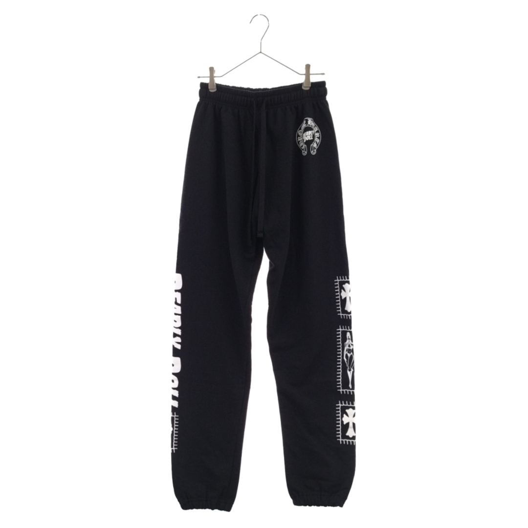 CHROME HEARTS クロムハーツ ×Deadly Doll Miami Limited Sweat Pants デッドリードール マイアミリミテッドスウェットパンツ ロゴプリント 裏起毛 マイアミ限定 ブラック775センチ裾幅