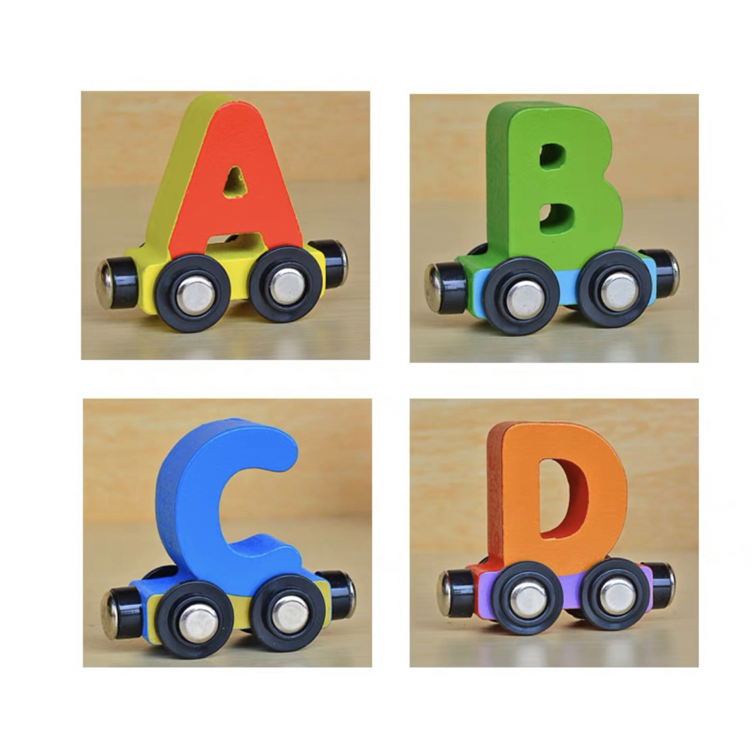知育玩具　英文字　アルフベット　車　磁石　木製 7