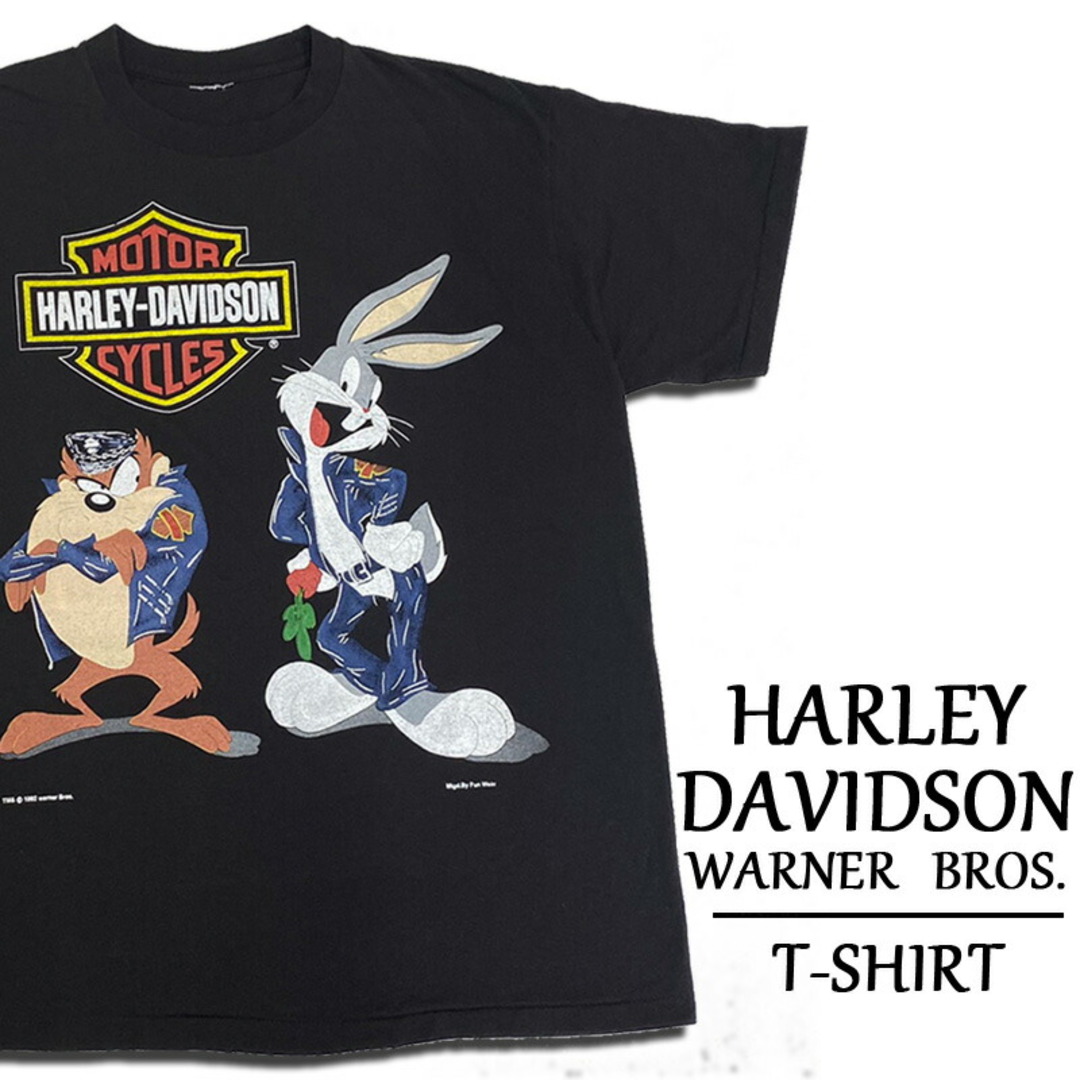 ハーレーダビッドソン × ワーナーブラザース Tシャツ 半袖 ルーニーテューンズ キャラクター HARLEY-DAVIDSON × WARNER  BROS. Looney Tunes サイズ：メンズ XL 相当 ビッグサイズ ブラック 【新品】 | フリマアプリ ラクマ