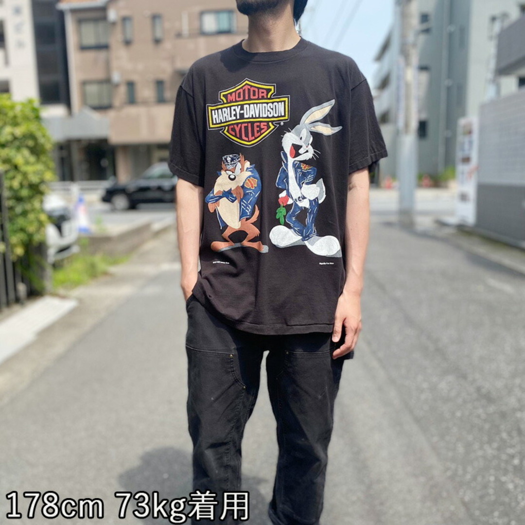 古着 ハーレーダビッドソン 両面プリント tシャツ 薄ネイビー S - Tシャツ