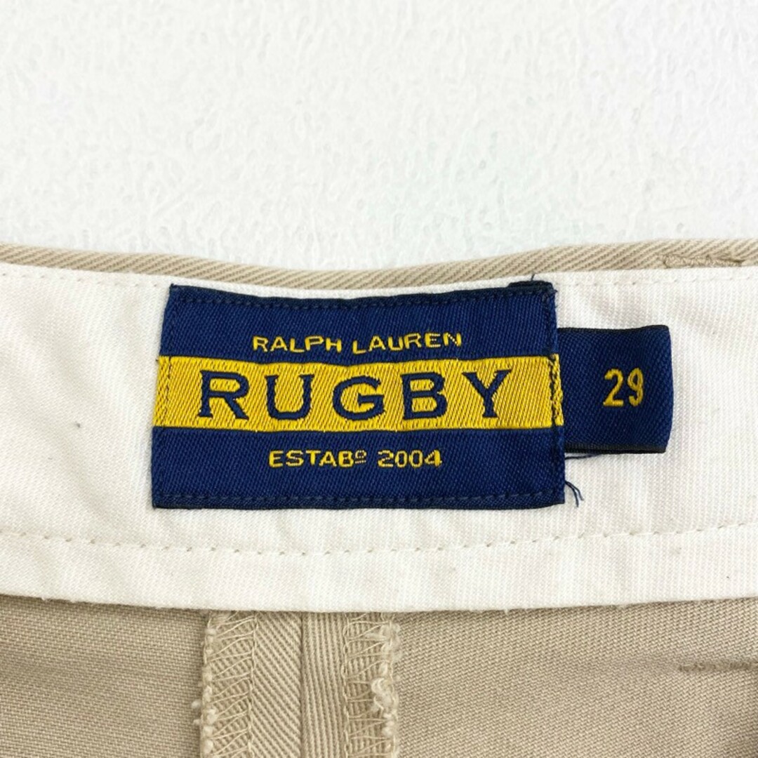 Ralph Lauren(ラルフローレン)のUS古着 ラグビー ラルフローレン RUGBY RALPH LAUREN コットンツイル チノ ショートパンツ ひざ丈 総柄 ミニスカル 刺繍 サイズ：W31 ベージュ 【中古】 メンズのスーツ(スラックス/スーツパンツ)の商品写真