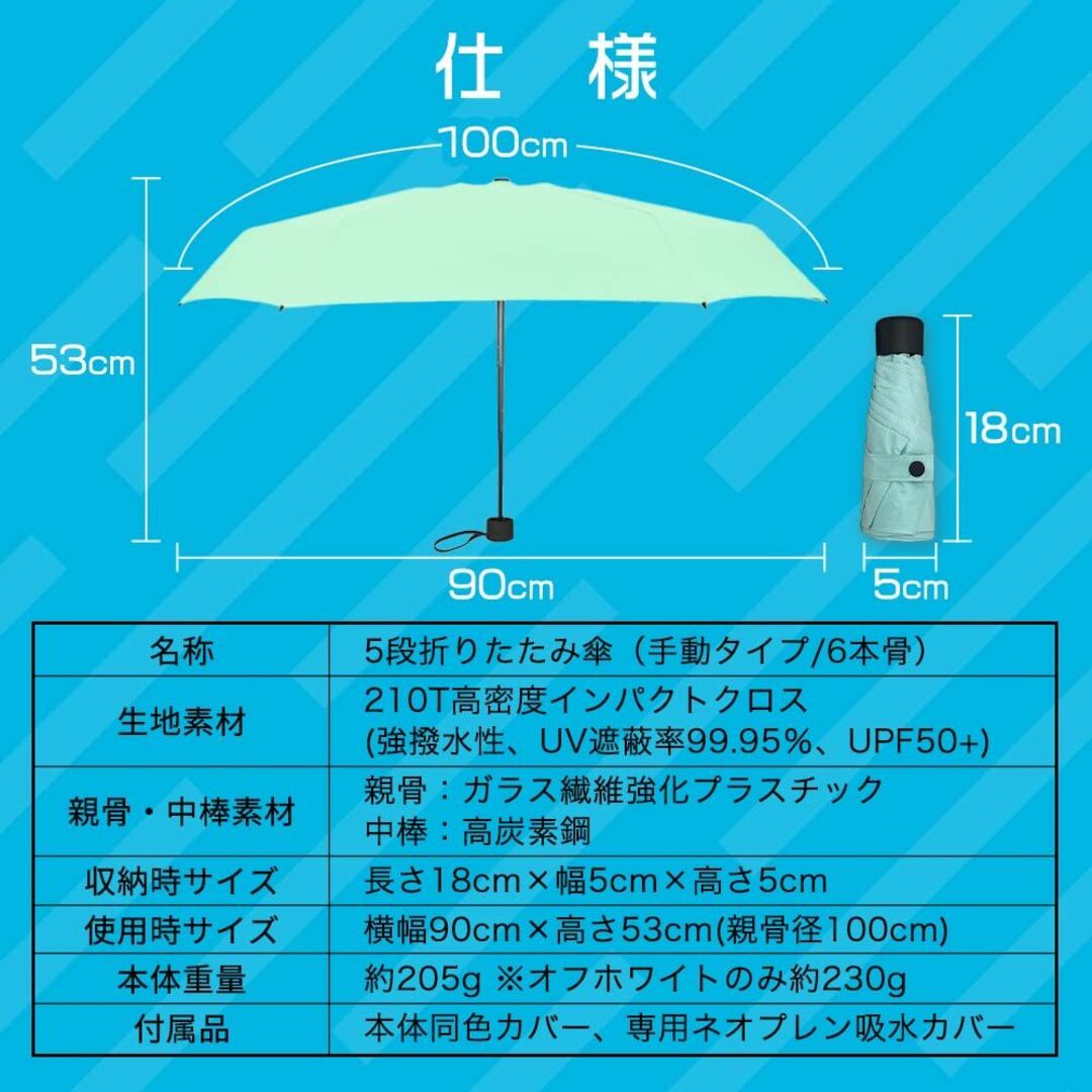 【色: オフホワイト】HAVIKA 改良型 折りたたみ傘 日傘 軽量 205g 4