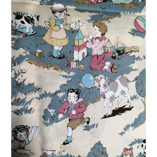 YUWA MOWIMOWI 牛、子供達 柄 120×200cm(生地/糸)