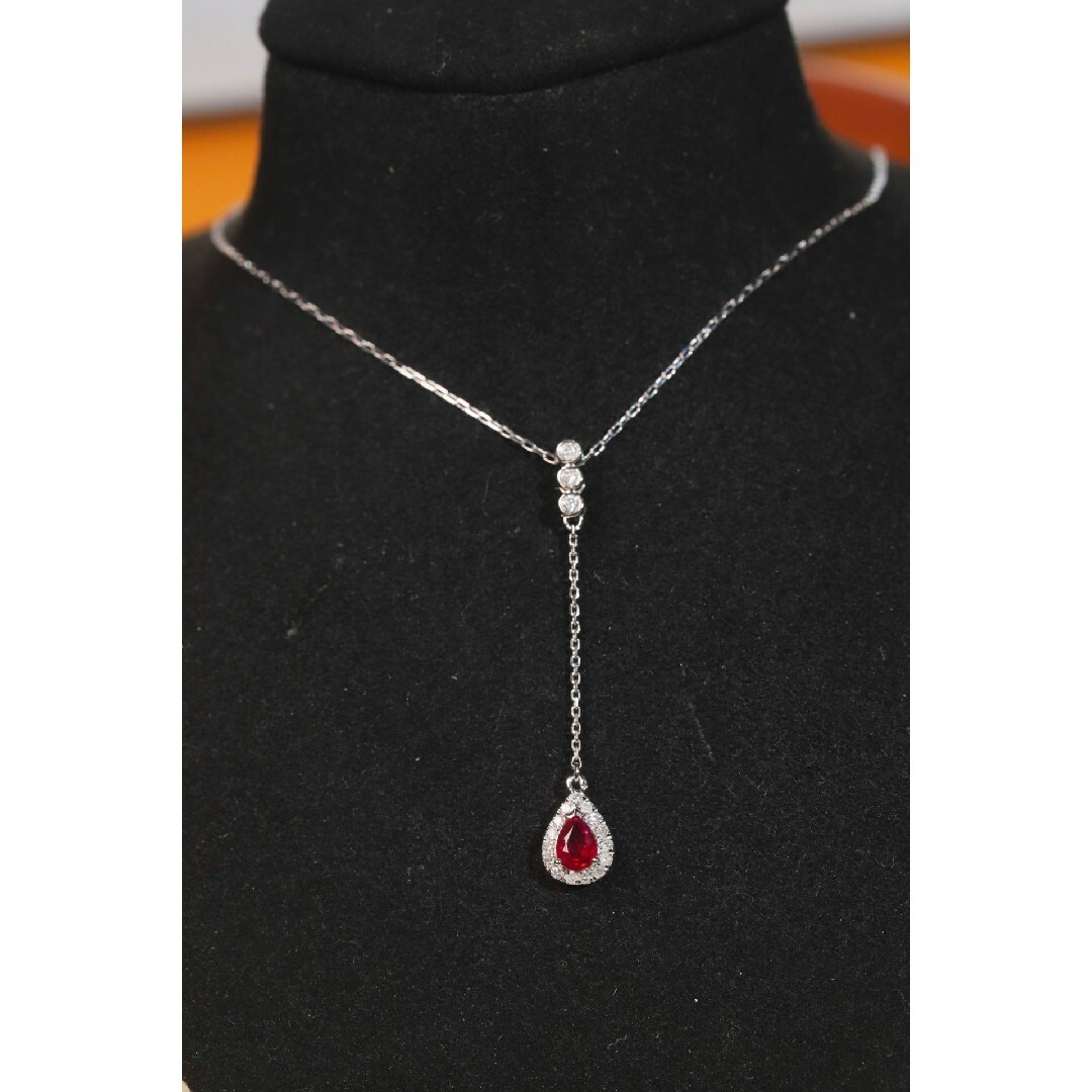 天然ダイヤモンド付きルビーネックレスk18 レディースのアクセサリー(ネックレス)の商品写真