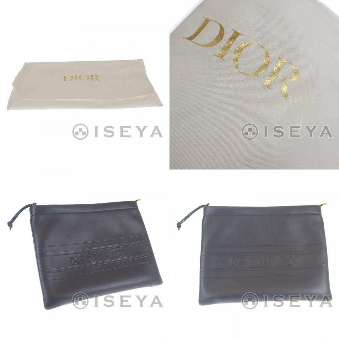 【SAランク】Christian Dior クリスチャン ディオール レザー ストライプポーチ 19S5543CGSB クラッチバッグ ブラック ゴールド金具 男女兼用【ISEYA】 7