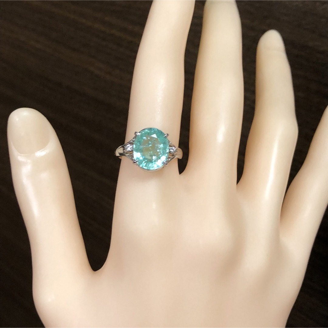 リング(指輪)新品　大粒　ほぼ4ct パライバトルマリン　ダイヤモンドpt900リング