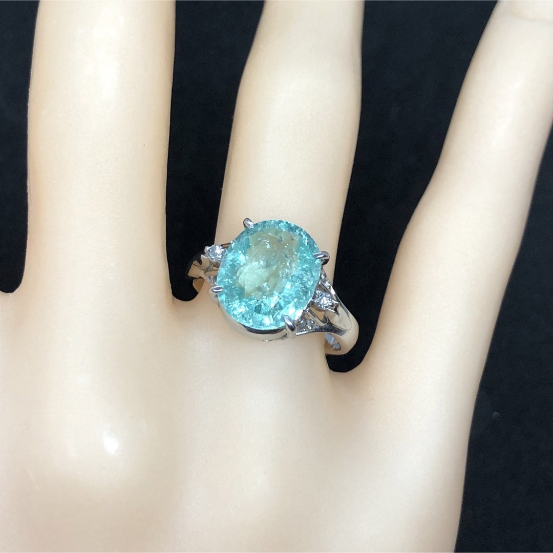 リング(指輪)新品　大粒　ほぼ4ct パライバトルマリン　ダイヤモンドpt900リング