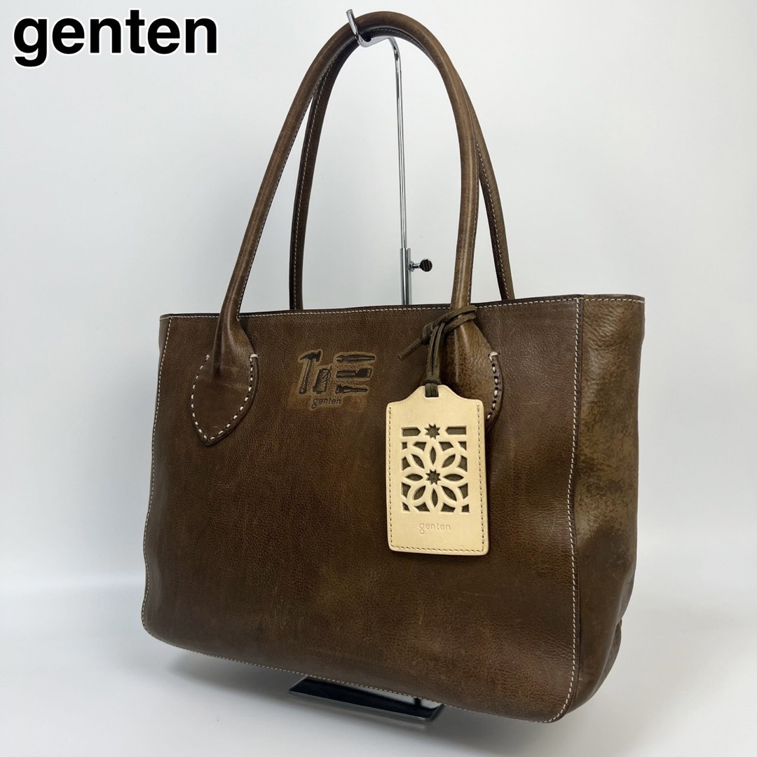 genten(ゲンテン)の23F21 genten ゲンテン トートバッグ 本革 A4収納 レディースのバッグ(トートバッグ)の商品写真