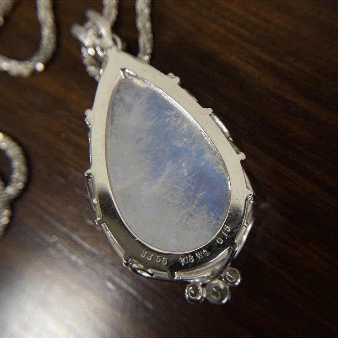 魅惑の美✨K18WG 33ct ブルームーンストーン ネックレス アンティーク ...