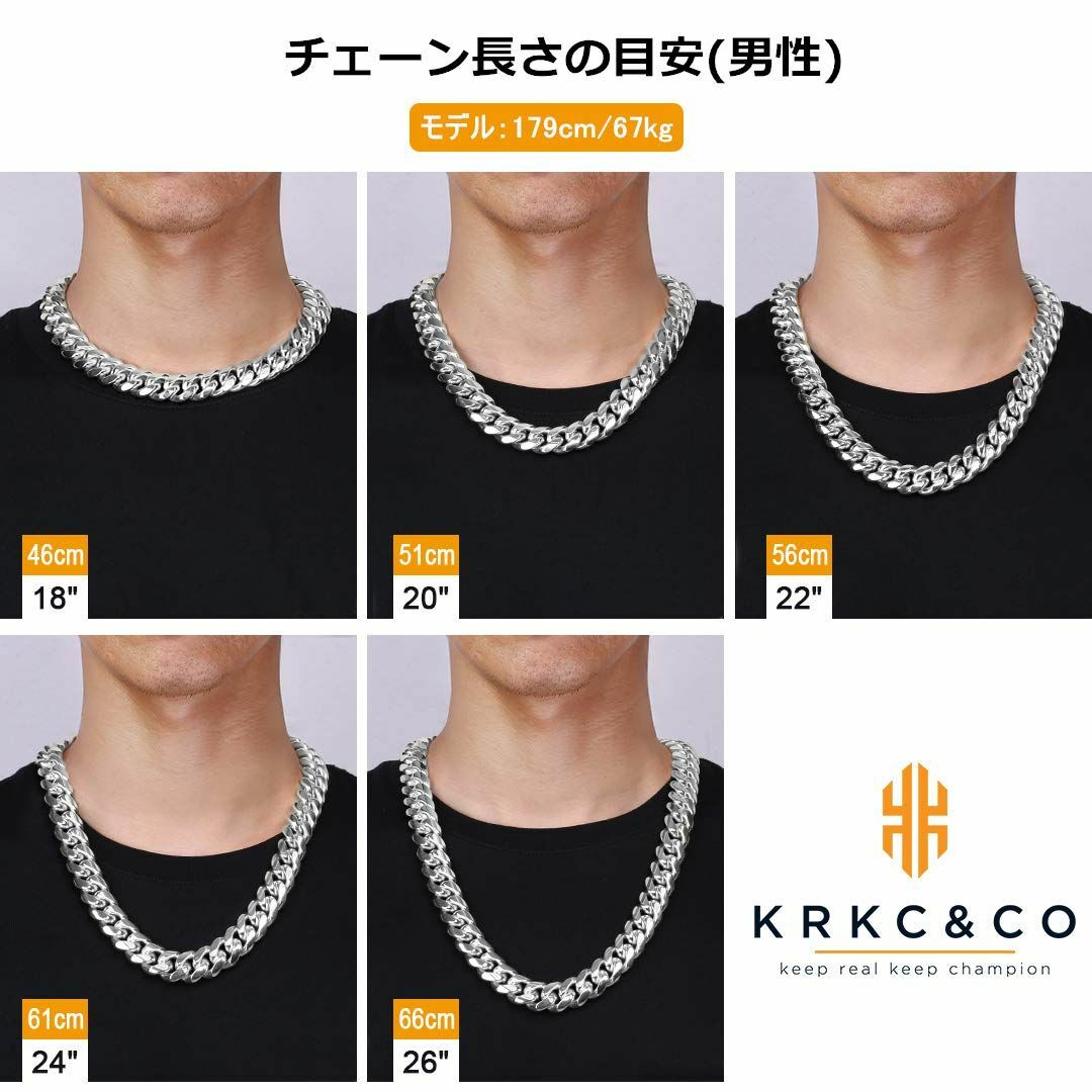 【色: 18mm-シルバー】KRKC&CO 18mm 喜平チェーン ネックレス