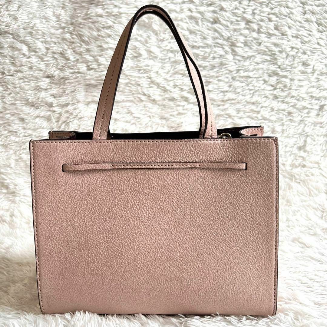 【美品】kate spade ハンドバッグ くすみピンク 2way シボ革