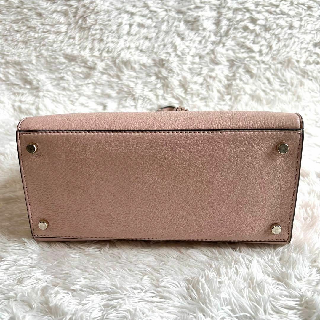 【美品】kate spade ハンドバッグ くすみピンク 2way シボ革