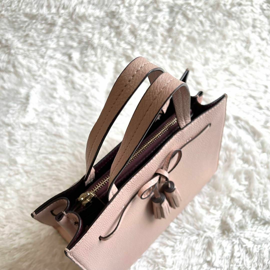 【美品】kate spade ハンドバッグ くすみピンク 2way シボ革