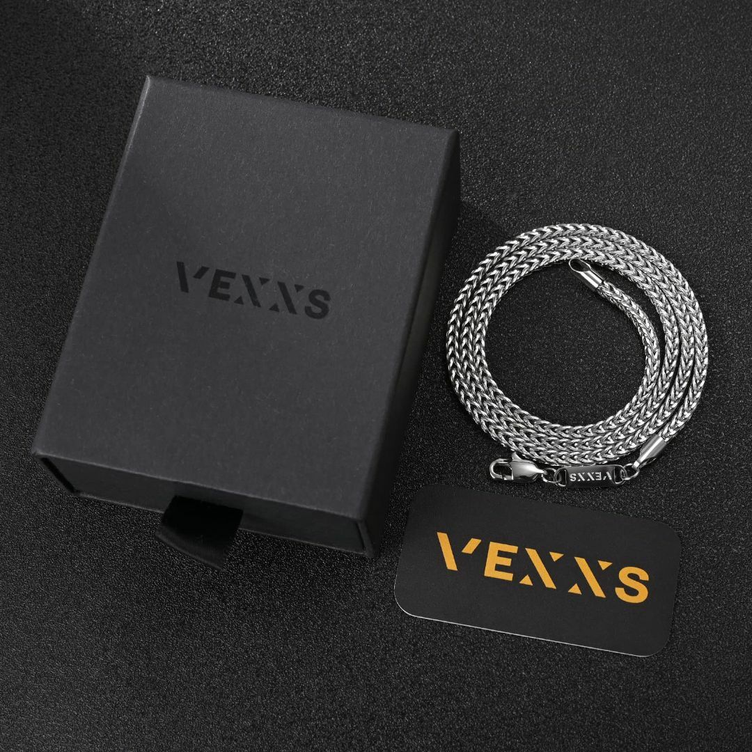 【色: 3mm-シルバー】VEXXS フォックステイル ネックレス チェーン メ