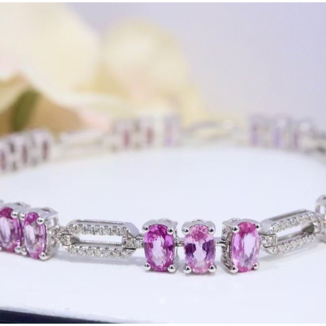 天然 パパラチアサファイア ダイヤ ブレスレット7.3ct k18 f | www