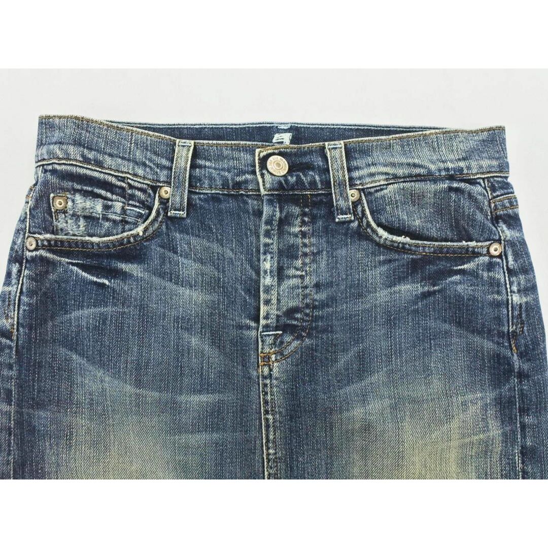 7 for all mankind(セブンフォーオールマンカインド)のセブンフォーオールマンカインド USED加工 ボタンフライ タイト デニムスカート size25/青 ■■ レディース レディースのスカート(ひざ丈スカート)の商品写真