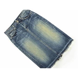 セブンフォーオールマンカインド(7 for all mankind)のセブンフォーオールマンカインド USED加工 ボタンフライ タイト デニムスカート size25/青 ■■ レディース(ひざ丈スカート)