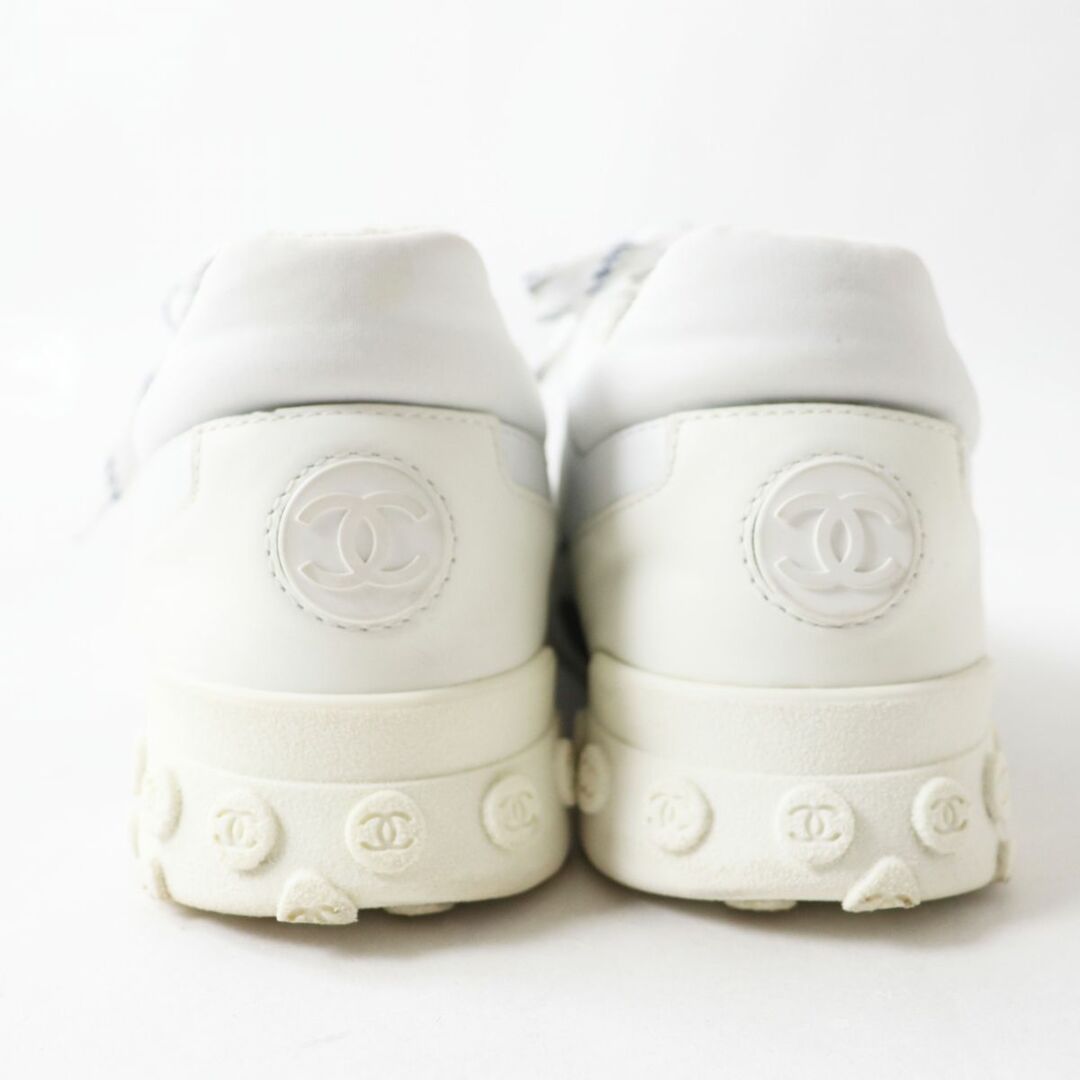 美品◎イタリア製 CHANEL シャネル 19C G34086 レディース ロゴ ココマーク レースアップ スニーカー ホワイト×ブラック 39 箱・保管袋付