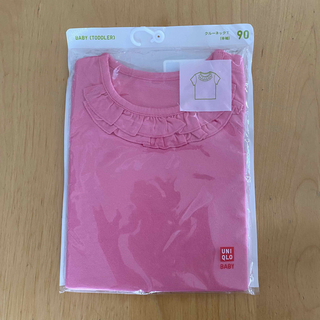 ユニクロ(UNIQLO)のUNIQLO 90 トップス　Tシャツ　フリル　ピンク(Tシャツ/カットソー)