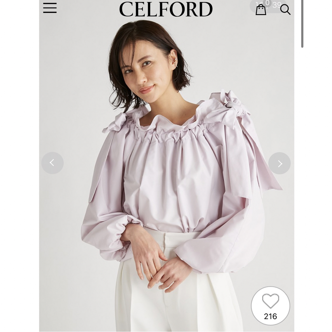 CELFORD - celford ショルダーリボンギャザーブラウスの通販 by k_shop ...