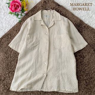 マーガレットハウエル(MARGARET HOWELL)のマーガレットハウエル リネン混 ドット オープンカラー シャツ 半袖(シャツ/ブラウス(半袖/袖なし))