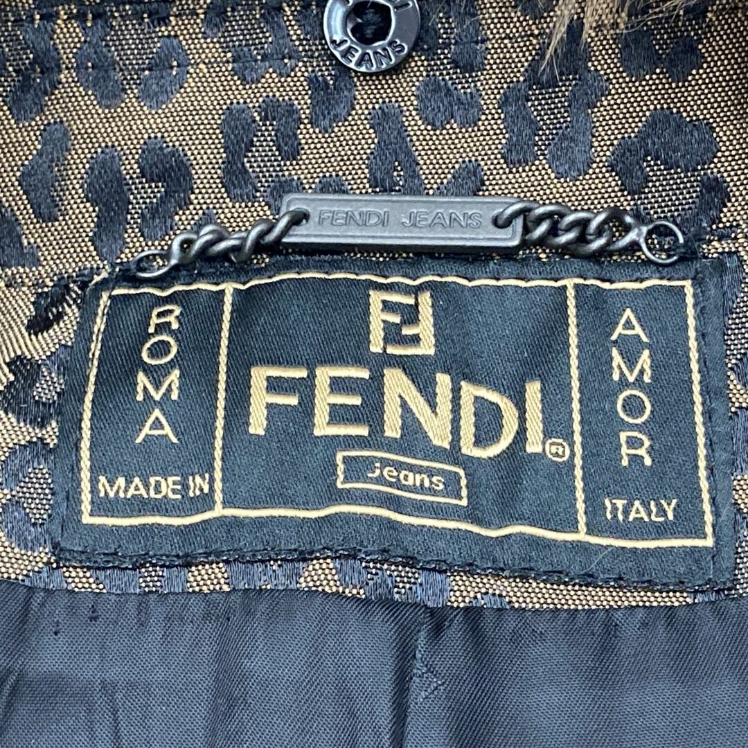 FENDI フェンディ ファー付き コート アウター ジャケット ヒョウ柄 レオパード柄 柄物 ブラウン レディース ウィメンズ ファッション USED