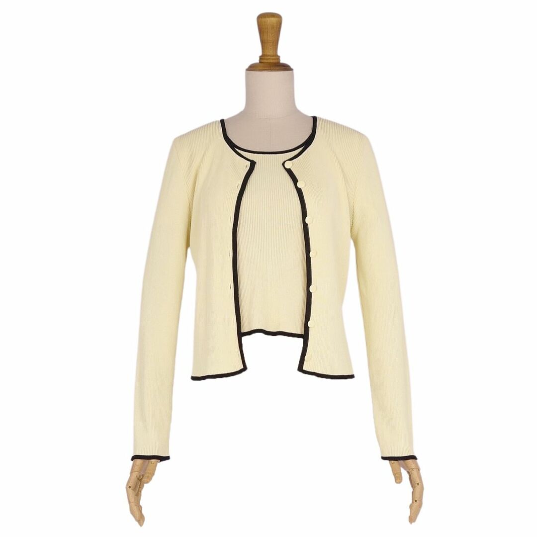 フォクシー ブティック FOXEY BOUTIQUE ニット アンサンブル カーディガン ブラウス 無地 トップス レディース 40(M相当) ライトイエロー | フリマアプリ ラクマ