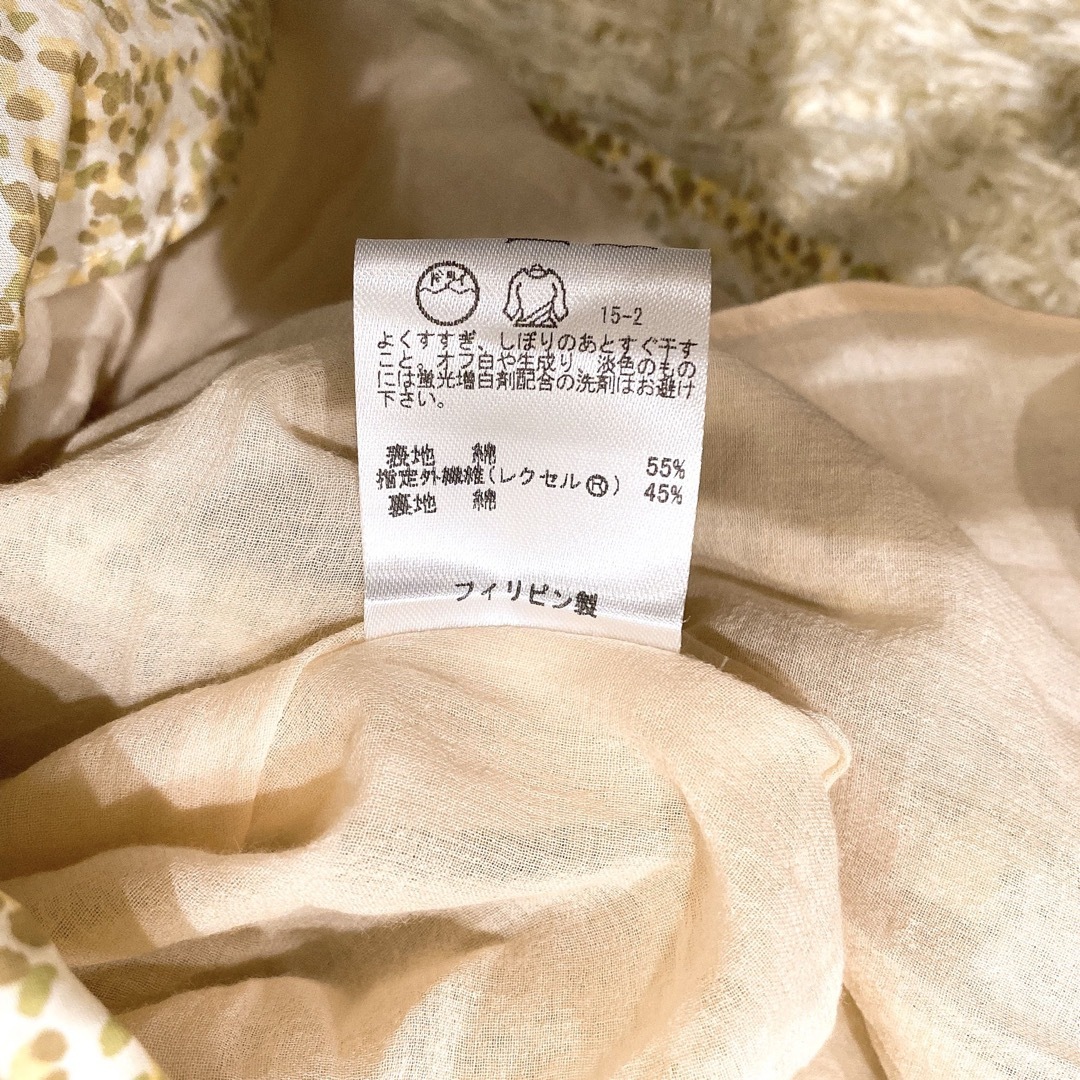 【極美品】トッカ 小花柄シャツワンピース ウエストリボン プリーツ イエロー 2