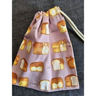 ★新品・未使用・ハンドメイド・可愛いコギーパン柄・片開き給食袋・コップ袋等に★(弁当用品)