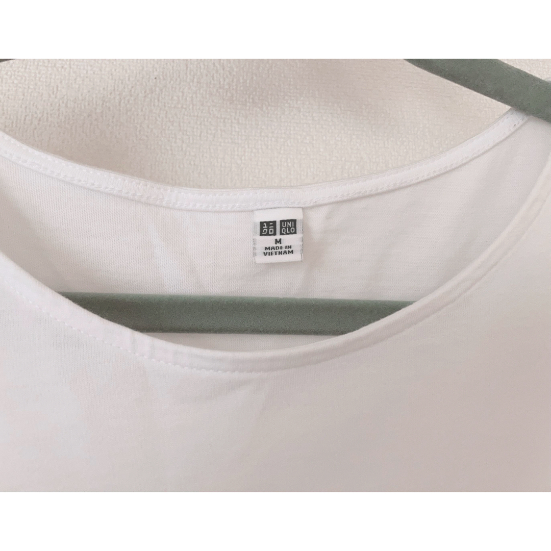 UNIQLO(ユニクロ)のユニクロ  ラッフルスリーブ  Tシャツ  ホワイト  M レディースのトップス(Tシャツ(半袖/袖なし))の商品写真