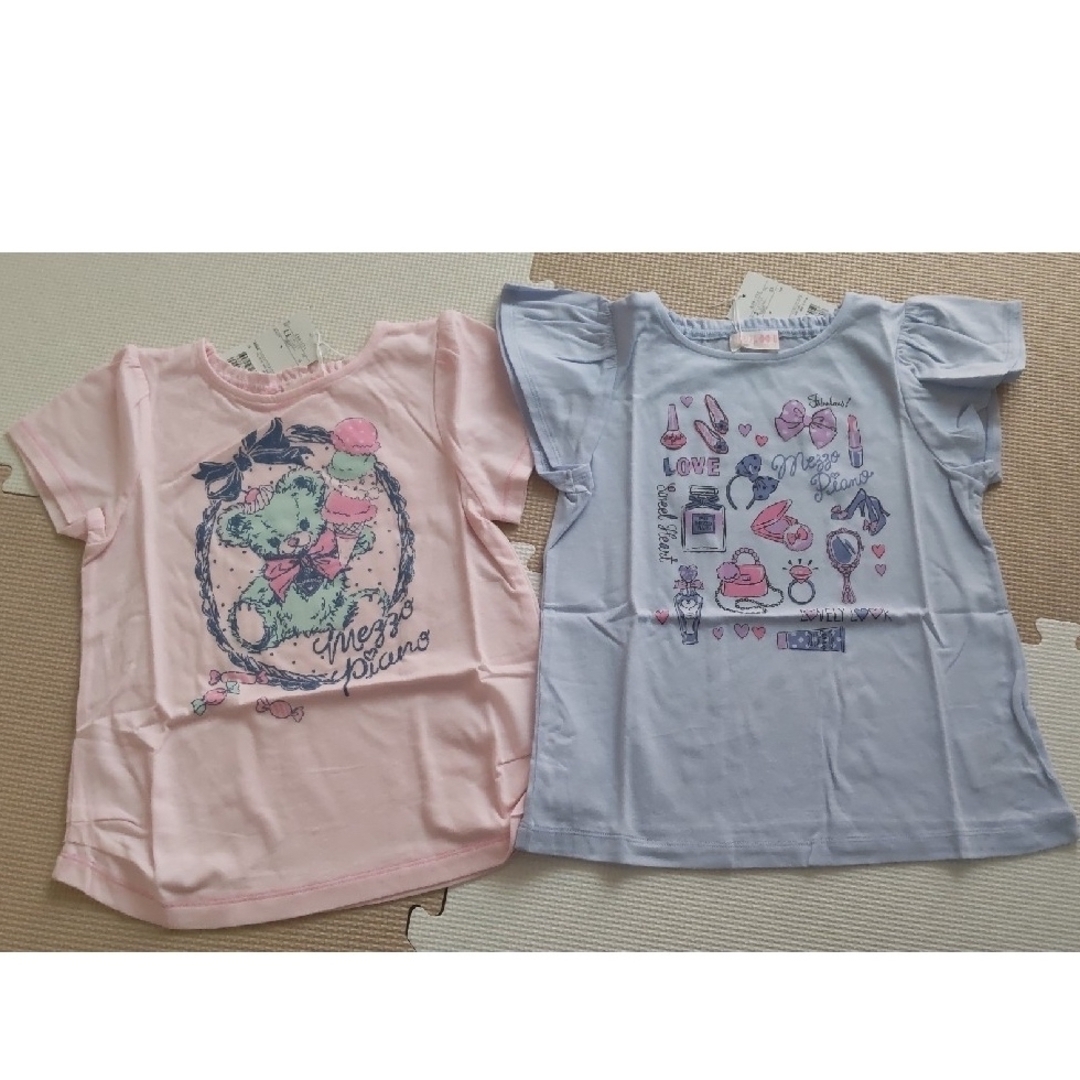 mezzo piano(メゾピアノ)の【新品未使用】メゾピアノTシャツ　２枚セット キッズ/ベビー/マタニティのキッズ服女の子用(90cm~)(Tシャツ/カットソー)の商品写真