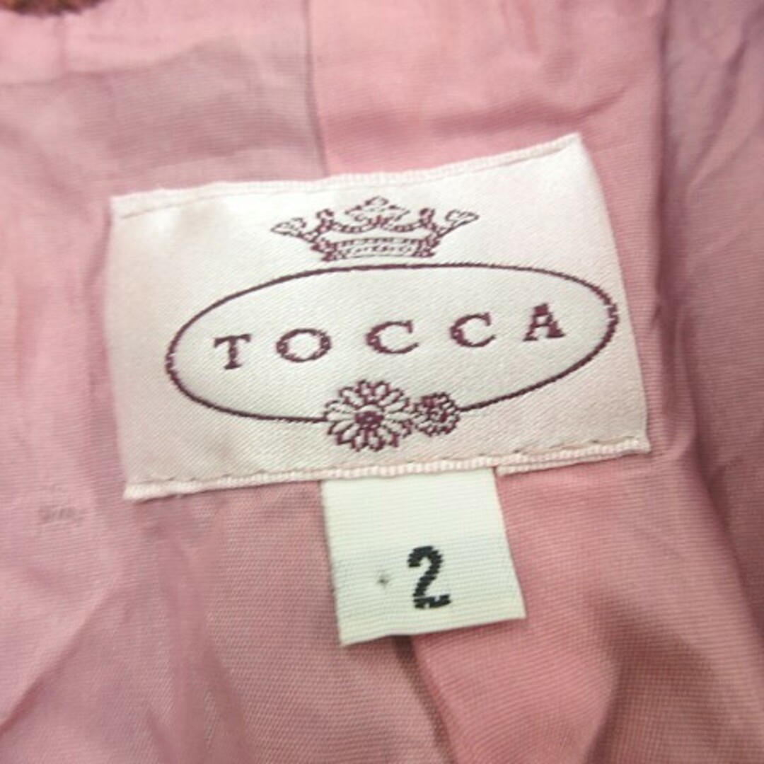 TOCCA(トッカ)のトッカ ヘリンボーン ジャケット ブルゾン くるみボタン 長袖 ウール 赤 2 レディースのジャケット/アウター(ブルゾン)の商品写真