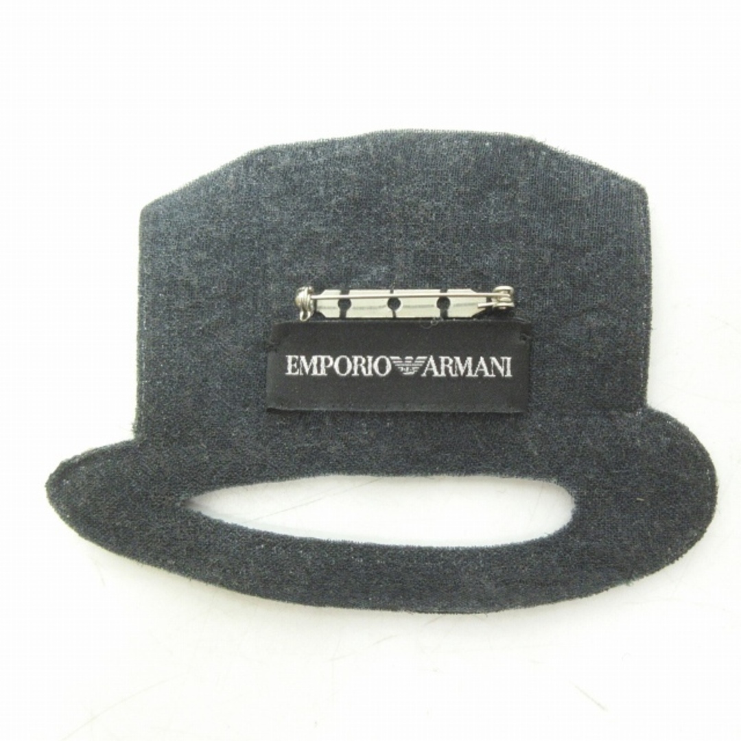 エンポリオアルマーニ ハット 帽子 ブローチ ビーズ 装飾 黒 NGA35