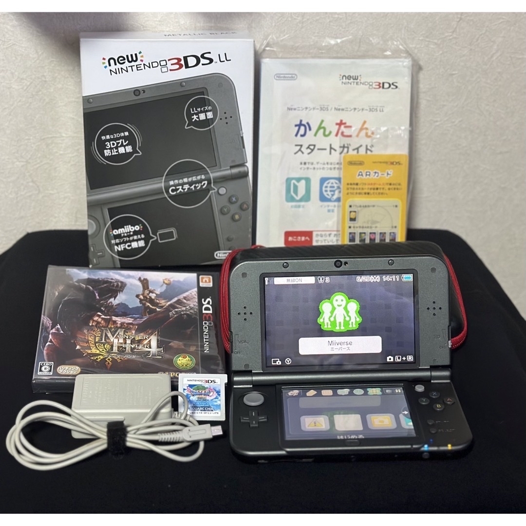 美品】NEW ニンテンドー 3DS LL メタリックブラック 本体 ドラクエ tic