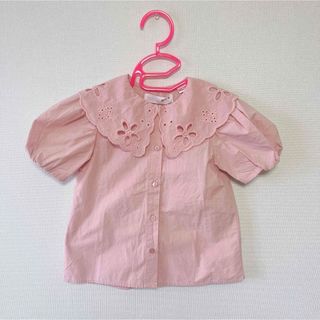 ザラキッズ(ZARA KIDS)の【新品タグ付き】ZARAベイビー　ザラ　ビッグ襟半袖ブラウス　104(ブラウス)