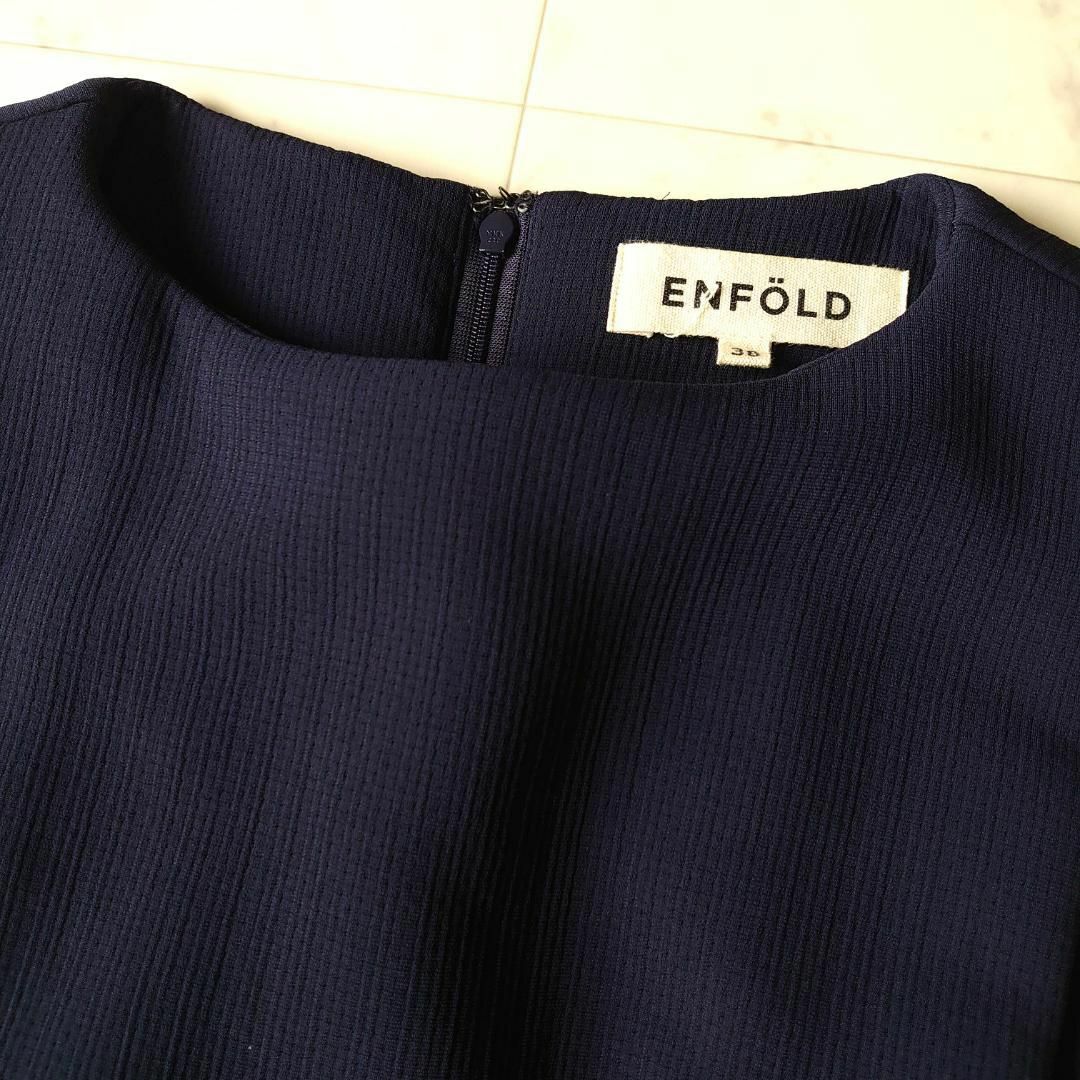 ENFOLD(エンフォルド)のENFOLD エンフォルド ダブルクロス ボックスワンピース ノースリーブ 38 レディースのワンピース(ひざ丈ワンピース)の商品写真