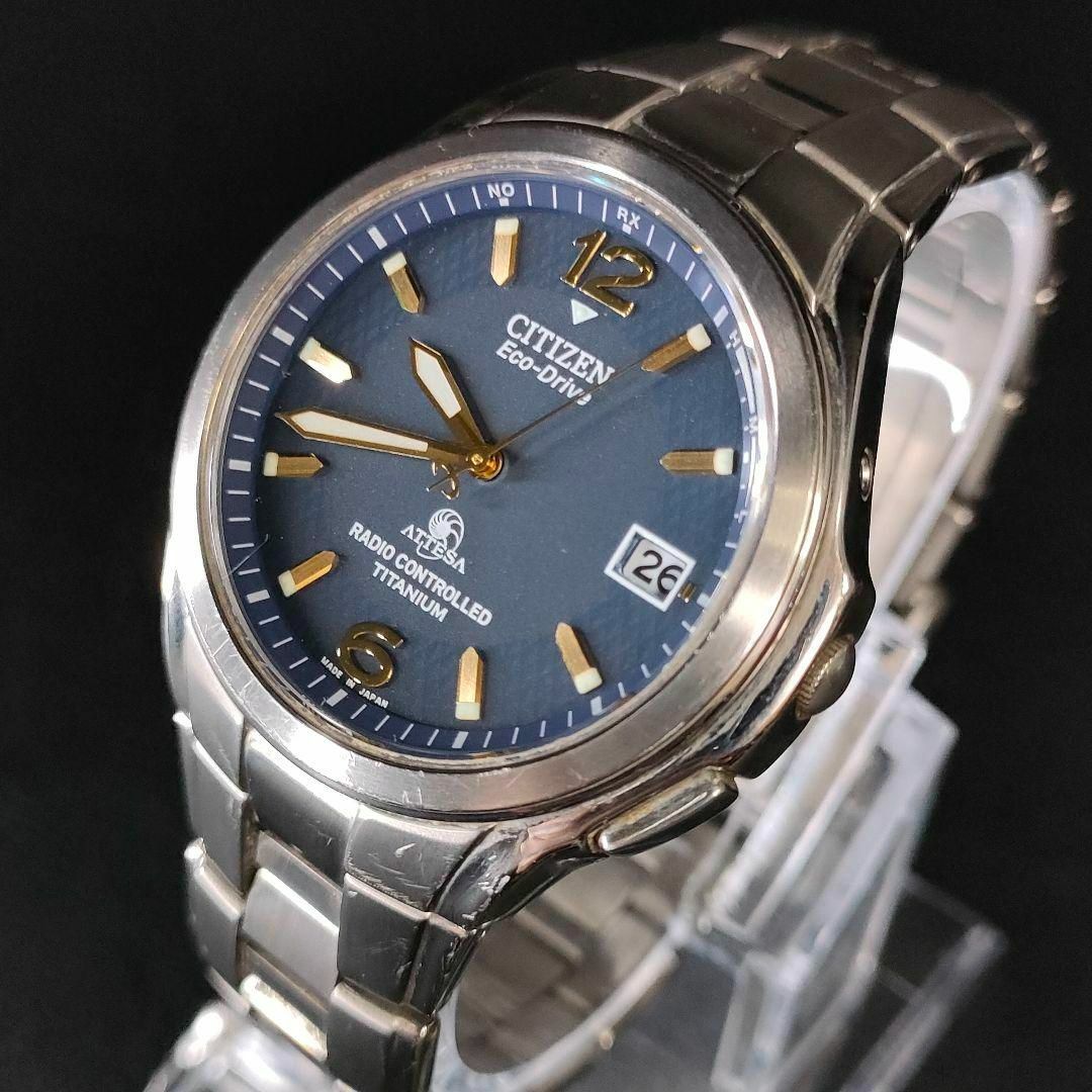 美品【稼働品】CITIZEN　シチズンアテッサ　H410　ネイビー　ソーラー | フリマアプリ ラクマ