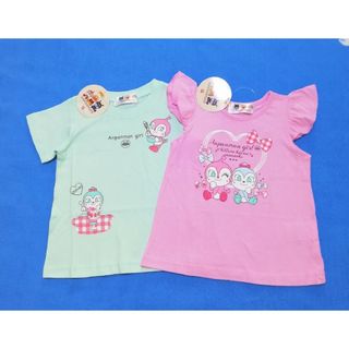 アンパンマン(アンパンマン)の新品　110cm　アンパンマン　女の子半袖Tシャツ2枚セット　ミント×フレンチp(Tシャツ/カットソー)