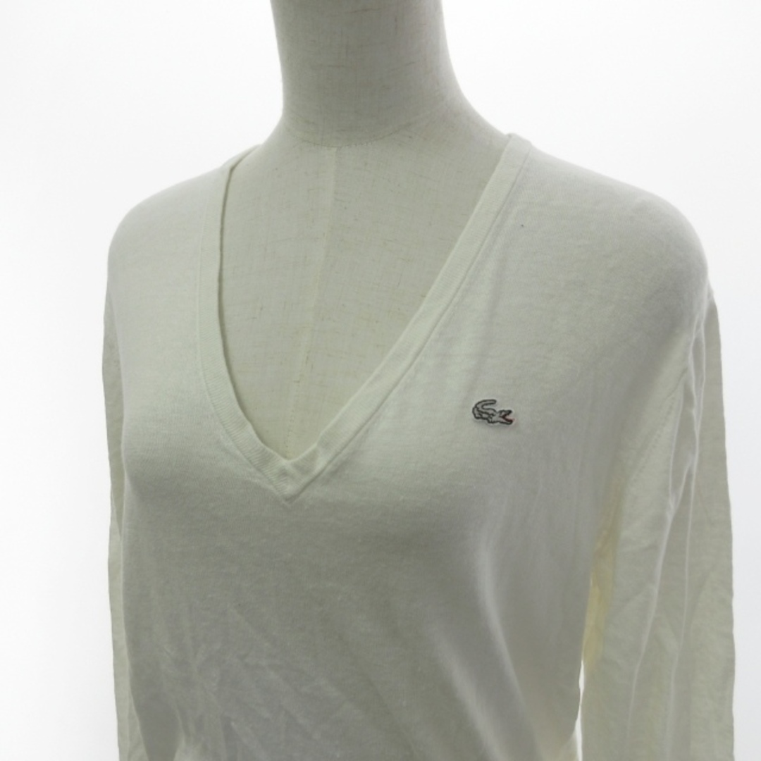LACOSTE(ラコステ)のラコステ Vネック ニット セーター リネン シルク混 薄手 白ワニ 白 3 メンズのトップス(ニット/セーター)の商品写真