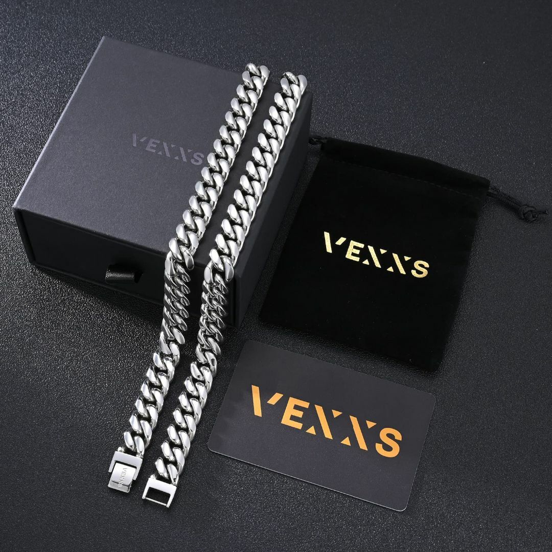 【色: 12mm-シルバー】VEXXS 喜平 ネックレス メンズ K18 ゴール