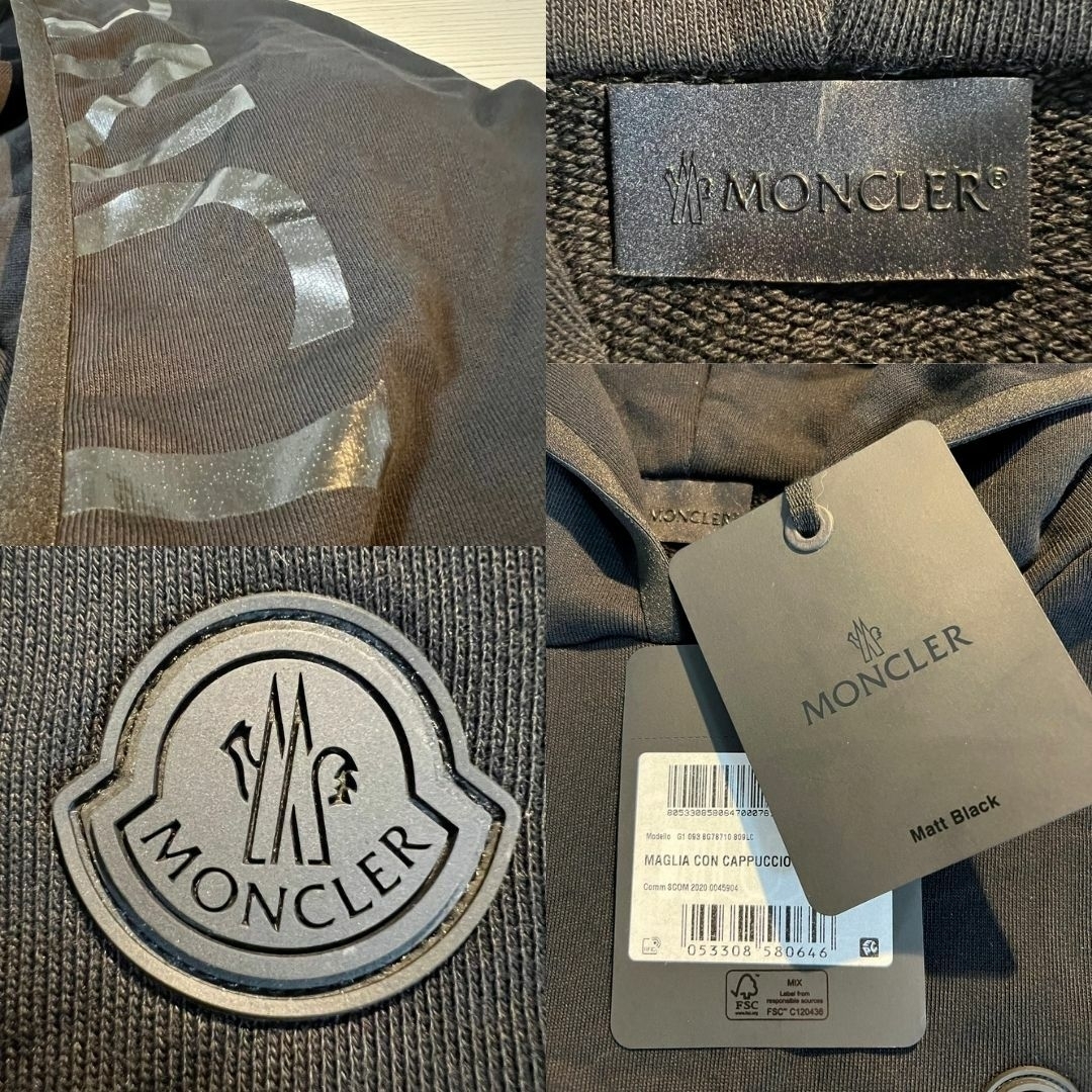 【未使用】MONCLER クロップド パーカー　Mサイズ　ブラック　黒色　正規品